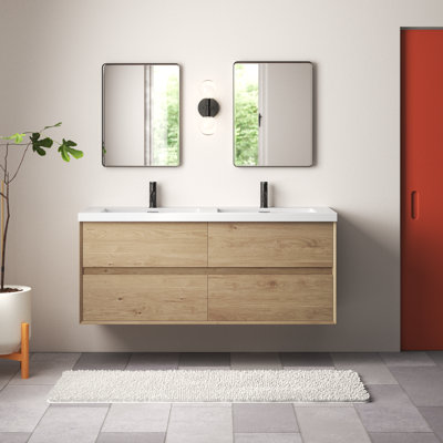 Ensemble de meuble-lavabo double mural 60 po Seavy