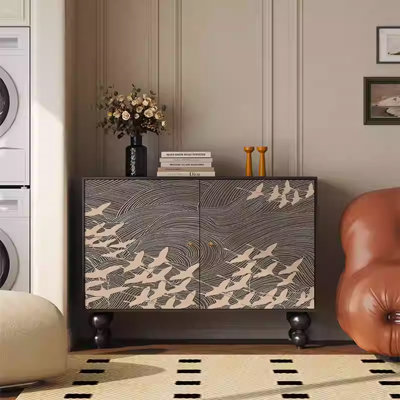 Armoire de rangement en noyer avec deux portes