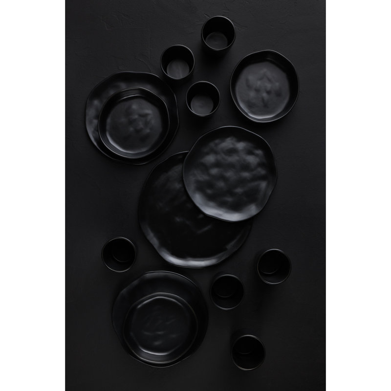 Stone by Mercer Project Hekonda 16-Piece Dinnerware Set Stoneware, Black