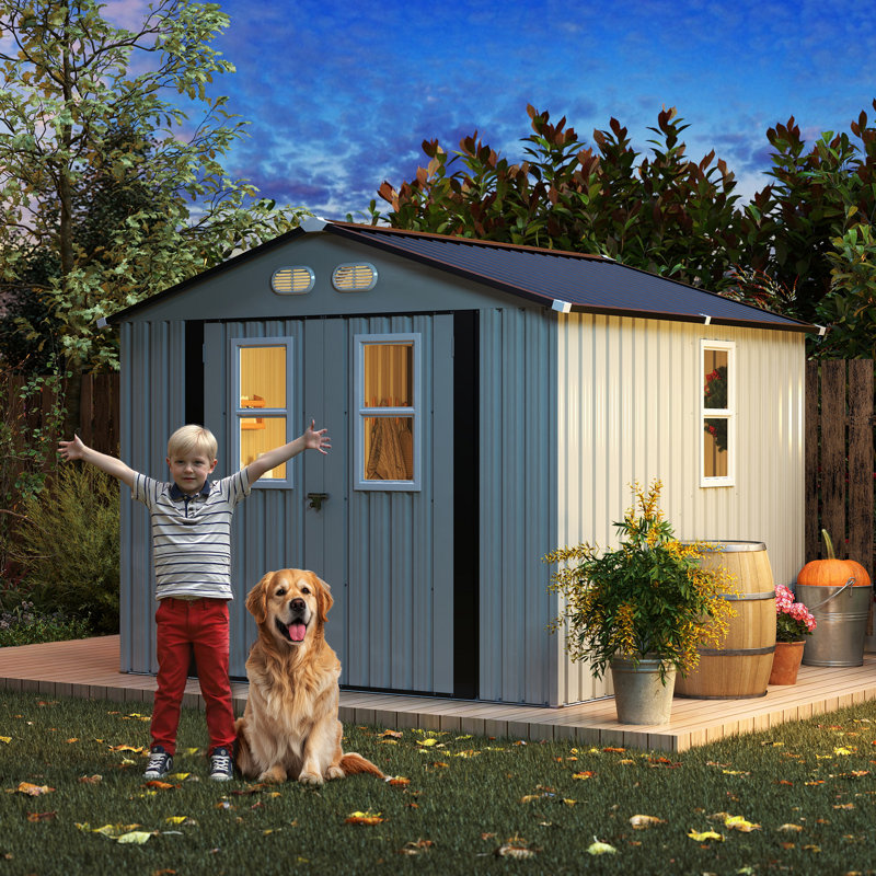 Outdoor Storage Shed, Protective Film, Four Daylight Windows Lockable Doors,A Practical And Thoughtful Gift,Two Colors Can Be Freely Selected Storage Sheds