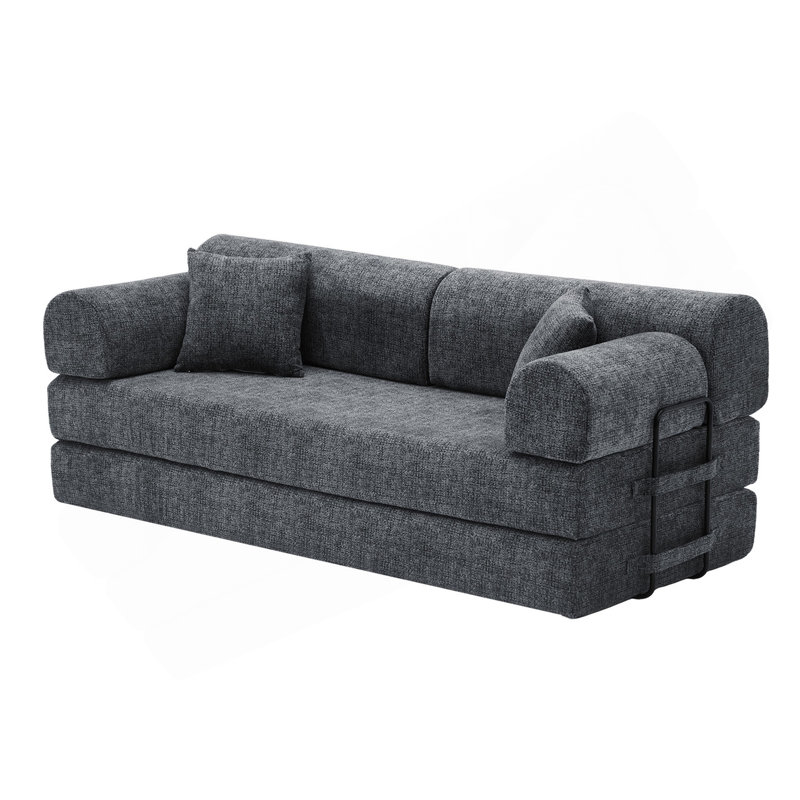 Canapé-lit convertible, canapé-lit pliant en tissu mélangé à deux tons avec structure de forme fixe, canapé-lit de salon pour la chambre du salon (noir moucheté)