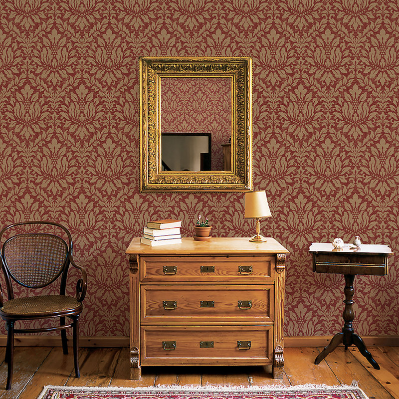 Positano 10m x 52.8cm Matte Wallpaper Roll, Red/Gold