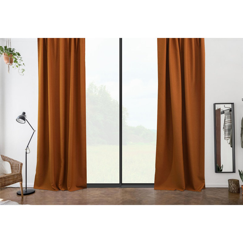 Room Darkening Single Curtain Panel, 260cm W x 265cm H, Dark Orange