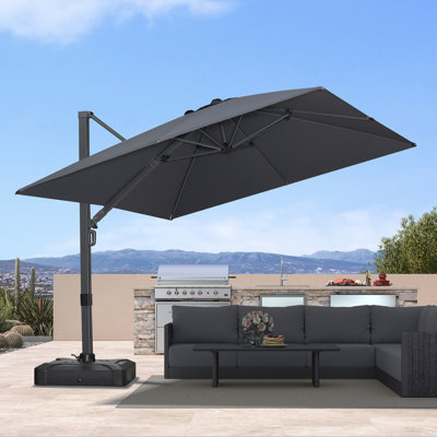 Mcelfresh Square Cantilever Umbrella With Base,Gray