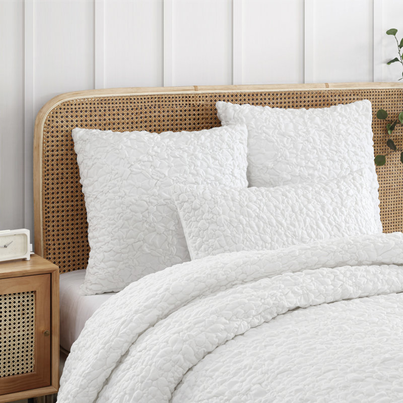 White Floral Bubble 26" x 26" Euro Sham Set