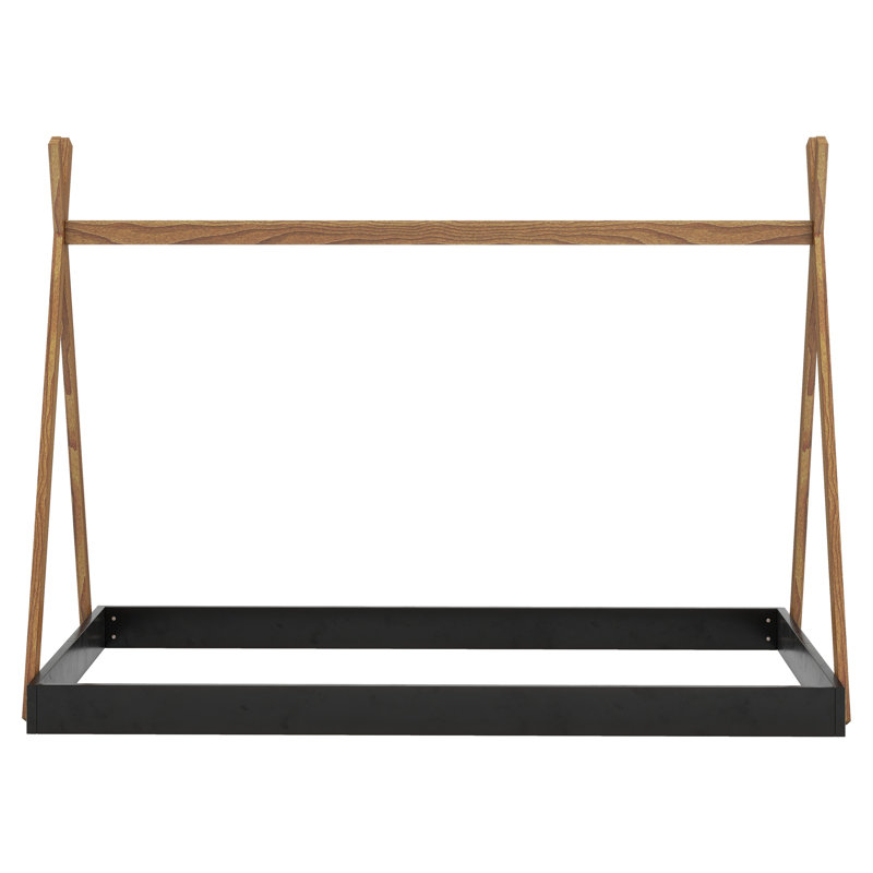 A Floor Bed Designed Like A Tent, Featuring A Triangular Structure., Brown, Full / Double