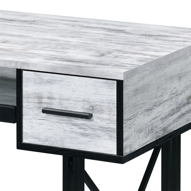 Bureau d'ordinateur noir avec plateau pour clavier, Gris