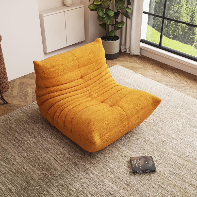 Bean Bag Chair, Oversized Bean Bag Chair for living Room, Fireside Chair for adults with Memory Foam Filled, Big Accent Sofa Lounge Floor Sofa for Gaming, Reading, Relax, No Assembly Required (Yellow)