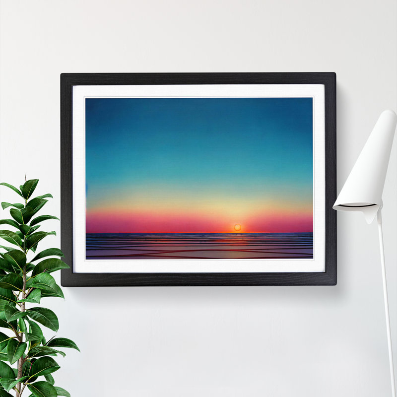XH1022-2642X Delightful Seascape At Sunset - Single Picture Frame Print, Black, 25cm H x 34cm W x 2cm D