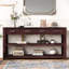 Élégante console en U pour le salon, 4 tiroirs et 2 tablettes, esthétique minimaliste rétro et bois de pin, petite entrée de rangement avec look, guide d'installation facile