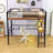 Metal Full Loft Bed With LED Lighting, Desk, Shelves, Ladder And Guardrails-1388625158