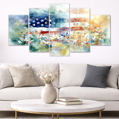 Drapeau américain Explosion - drapeau États-Unis, impression murale 5 panneaux