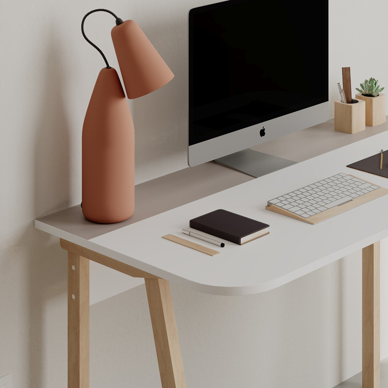 Bureau d'étude moderne, moka clair et blanc, 47,2 po x 29,5 po x 23,6 po | 100% panneau de particules enduit de mélamine, épaisseur: 0,7 pouce | Design scandinave, espace de travail élégant et fonctionnel pour la maison et le bureau