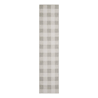 Tereon Checkered Machine Made Power Loom Polypropylene Plastic Indoor/Outdoor Area Rug in Gray