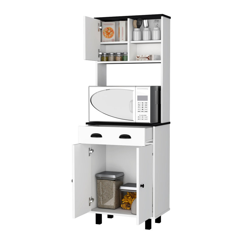 White And Kitchen Cabinet Pantry - 1 Drawer For Practical Storage 1 , Organize Your Conveniently, White/Walnut
