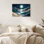 Art mural sur toile bleu sarcelle avec feuilles dorées et lune-1475328884