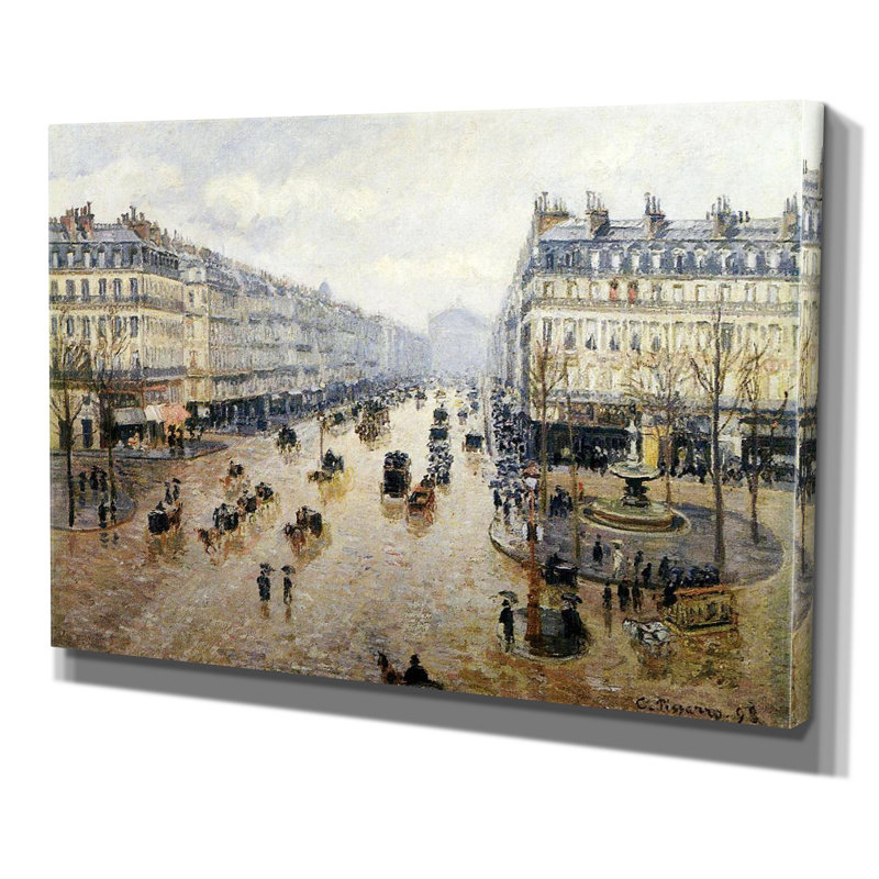 «Avenue de l'opéra Rain» par Camille Pissarro - impression sur toile, H 24 po x l 36 po x p 1,5 po