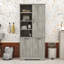 Armoire de rangement autoportante en bois avec tablettes réglables et paniers à linge inclinables-361453900