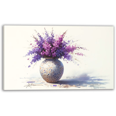 Élégant vase en mosaïque lavande sur toile tendue