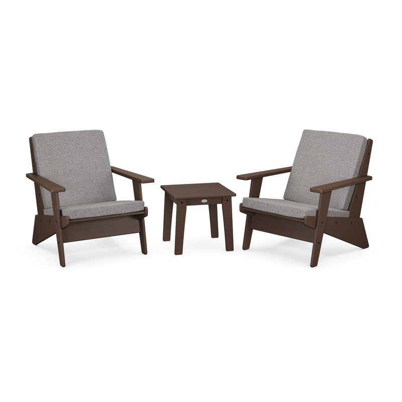 Ensemble de chaises modernes 3 pièces POLYWOOD x Sol 72, Gray Revolution®, Acajou