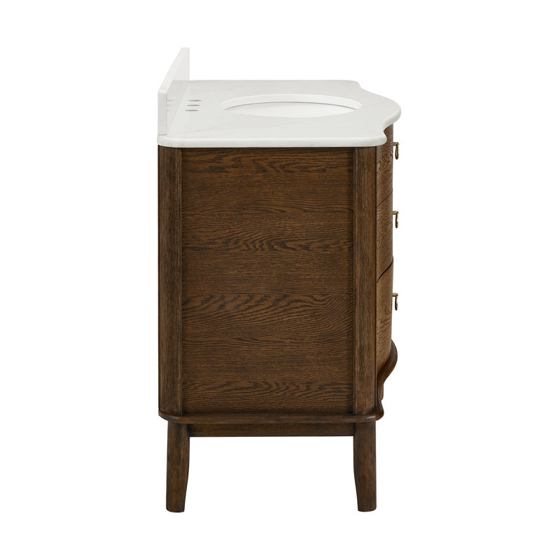 Grace 72" Bathroom Vanity In Natural Enhanced Oak, Enhanced Brown Oak, 48"