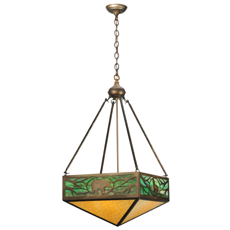 Bronze and Glass 4-Light Inverted Pendant