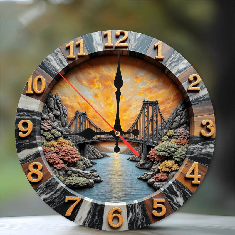 Horloge murale artistique 2d avec scène naturelle