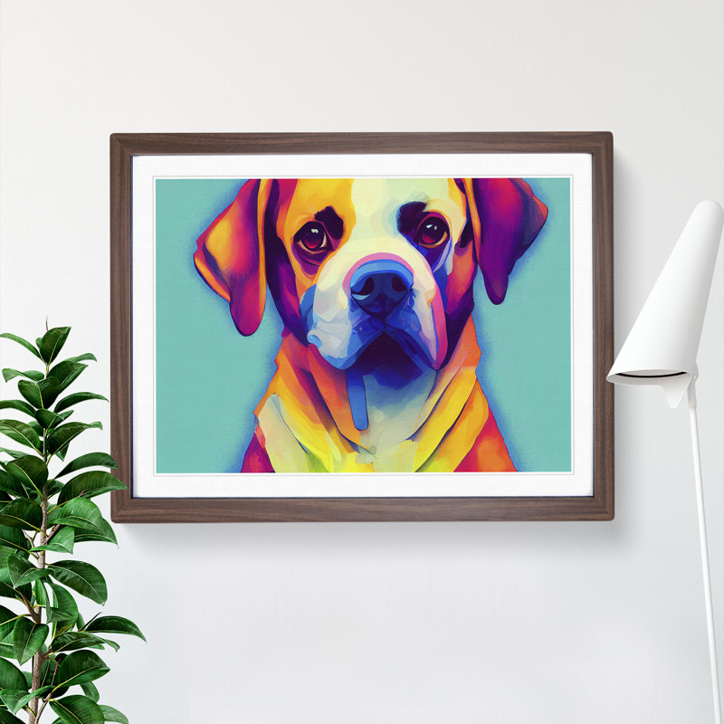 Dog Vol.3 - Single Picture Frame Print, 25cm H x 34cm W, Walnut
