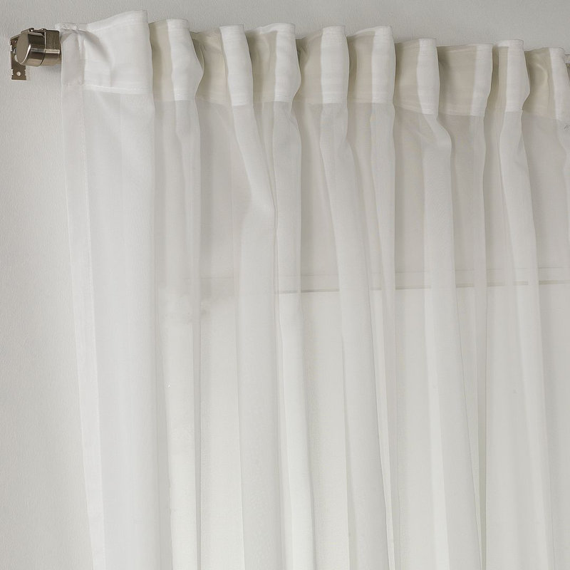 Rideau transparent extra long et extra large en crêpe de soie, L 100 po x L 132 po, Écru