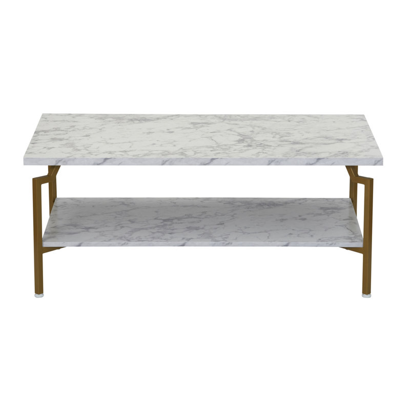 Pattiann Coffee Table, White Top/Gold Base