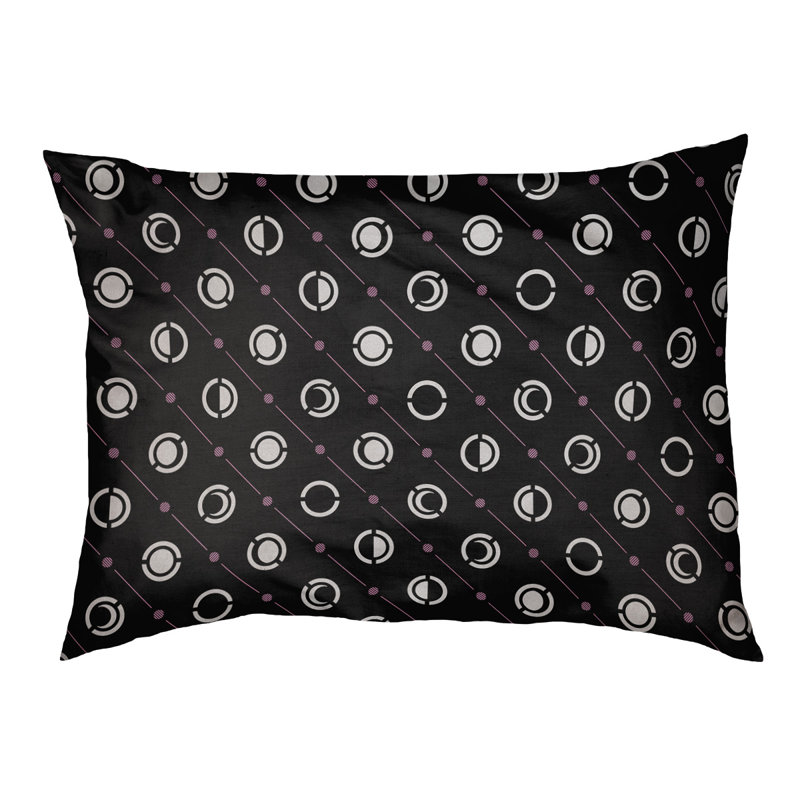 Coussin intérieur pour chien moon phases Chenault, Grand (l 50 po x P 7 po x H 40 po), Rose / Gris