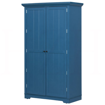 42 po x 20 po x 72 po Garde-manger avec tiroirs - Armoire de rangement sur pied avec tablettes de porte, tablettes réglables et plateaux coulissants, bleu