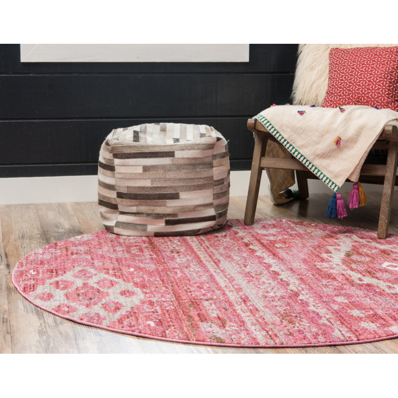 Tapis rose de style sud-ouest Leanora, Rond 8 pi