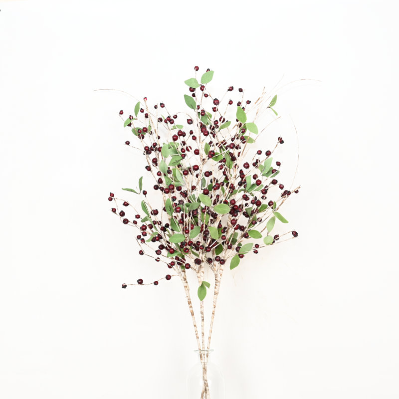 Branche de feuillage artificiel de 36 po en forme de baies pour bouchons de vase en bouleau de ferme pour décoration de table de bureau
