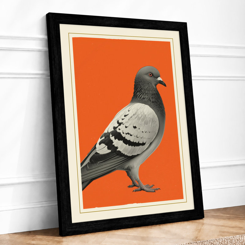 Pigeon Portrait Modern - Framed Print, A2 - 59.4 x 42.0 cm, Black