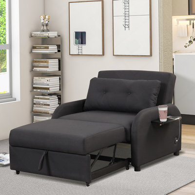 pull out sofa sleeper with 2 wing table side pocket and usb charge