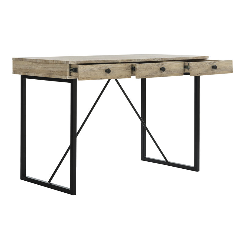 Blonde Metal Base Writing Desk