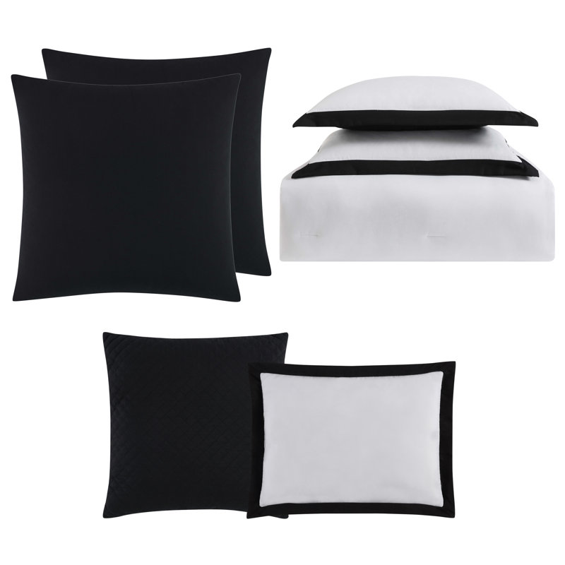 Ensemble d'édredon 7 pièces en microfibre moderne et contemporain Everyday, Édredon de très grande taille et 6 pièces suppl