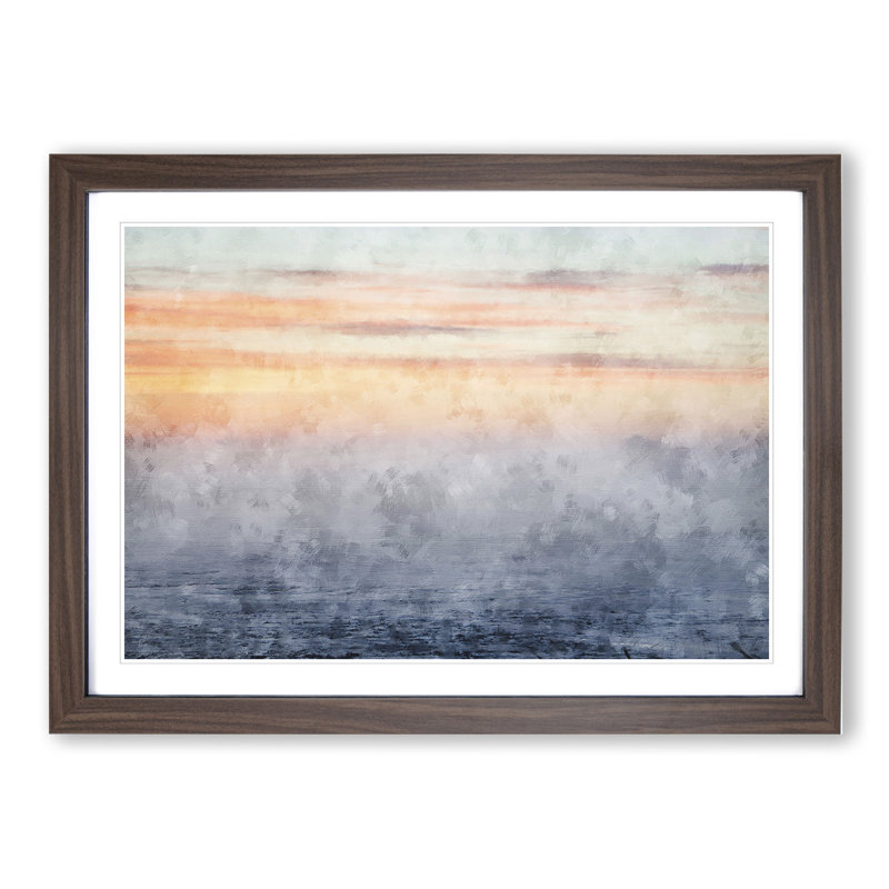 Peach Landscape - Framed Print, 48cm H x 65cm W x 2cm D, Walnut Framed