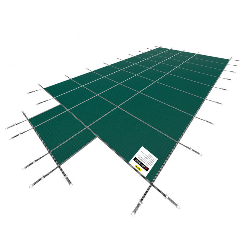 Housse de sécurité pour piscine s'adapte à la couverture rectangulaire de piscine creusée verte Mesh avec marches centrales Housse de sécurité pour piscine