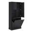 Grande armoire de rangement moderne avec panier rabattable, tablettes réglables et armoires fermées - noir