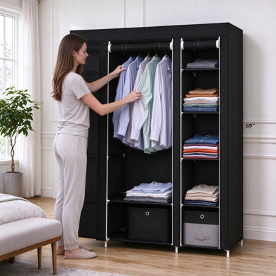 Organisateur de rangement pour garde-robe de 69 po avec tissu non tissé, rapide et facile à assembler