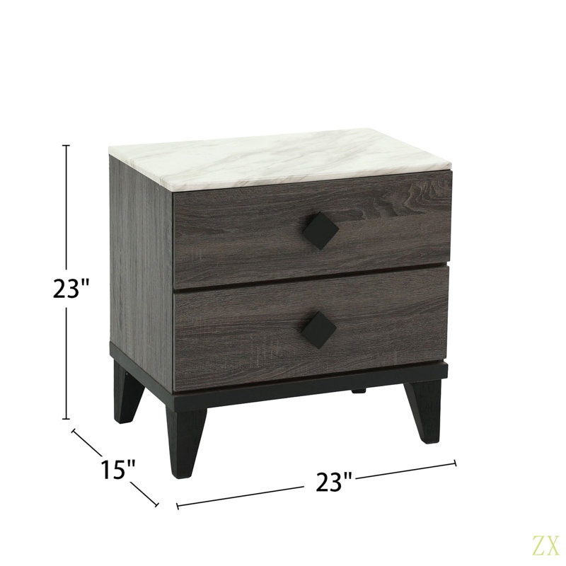 Table de chevet en bois deux tons avec 2 tiroirs