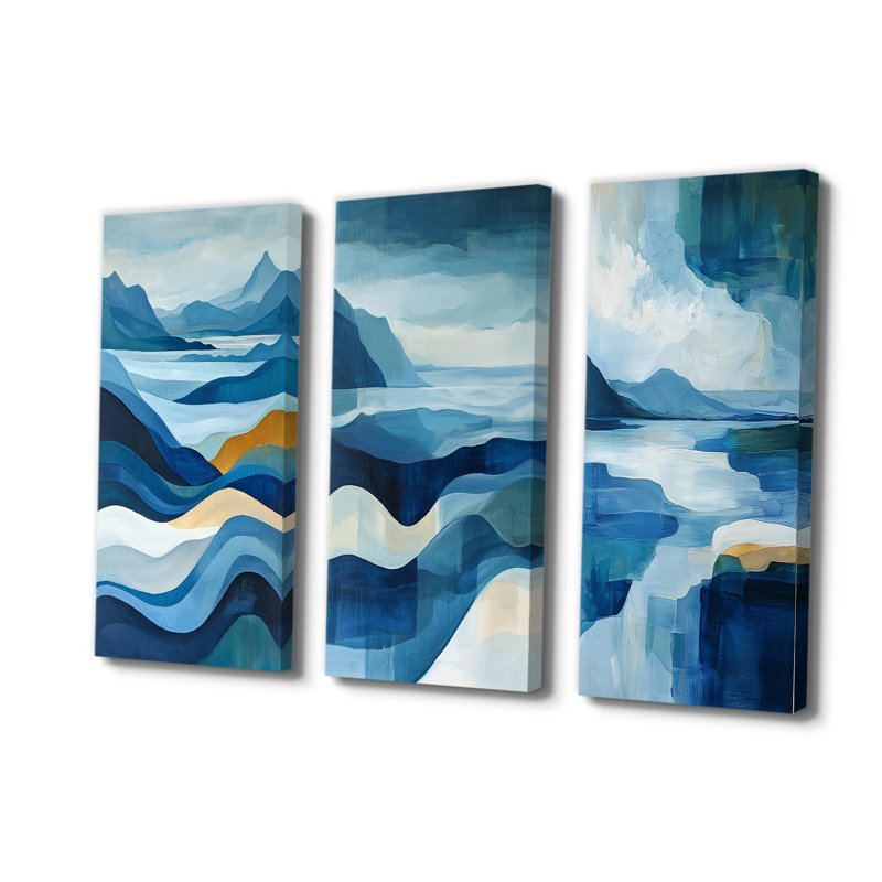 Horizon côtier éthéré I - Collection d'art mural paysage abstrait, H 28 po x l 36 po, Toile tendue, Ne s’applique pas