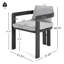 Chaise de patio d'extérieur en aluminium, ensemble de 2, finition noire avec coussin gris