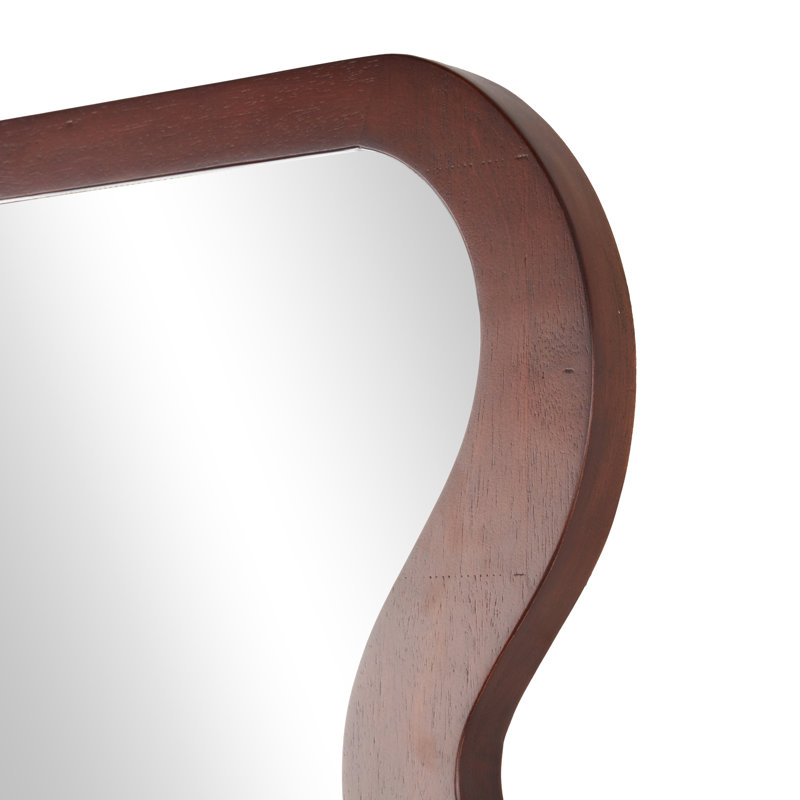 Lewisetta Dark Brown Wood Wavy Room Wall Mirror, 31" x 1" x 71"