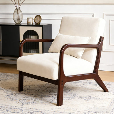 Modern Armchair, Accent Chair with Solid Wood Frame