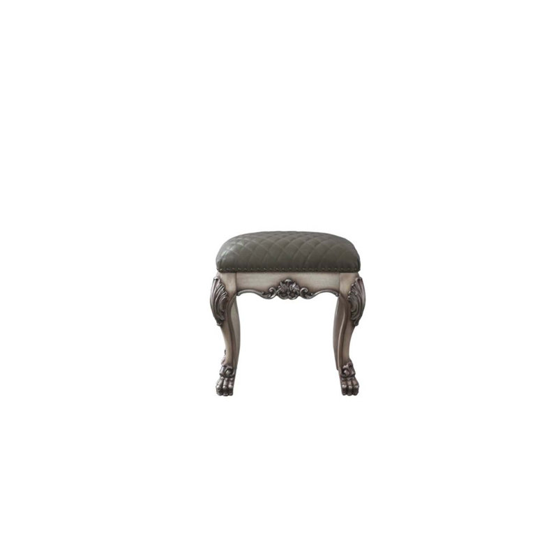 Tabouret de coiffeuse Dresden, blanc os rétro et similicuir