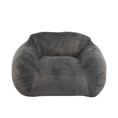 Indoor Bean Bag Chair, Gray Faux Fur
