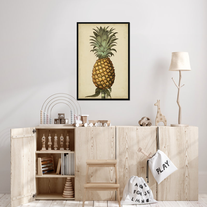 Brookshaw Antique Pineapple I 1 Piece Painting, 95cm H x 65cm W, Black Framed Paper Print